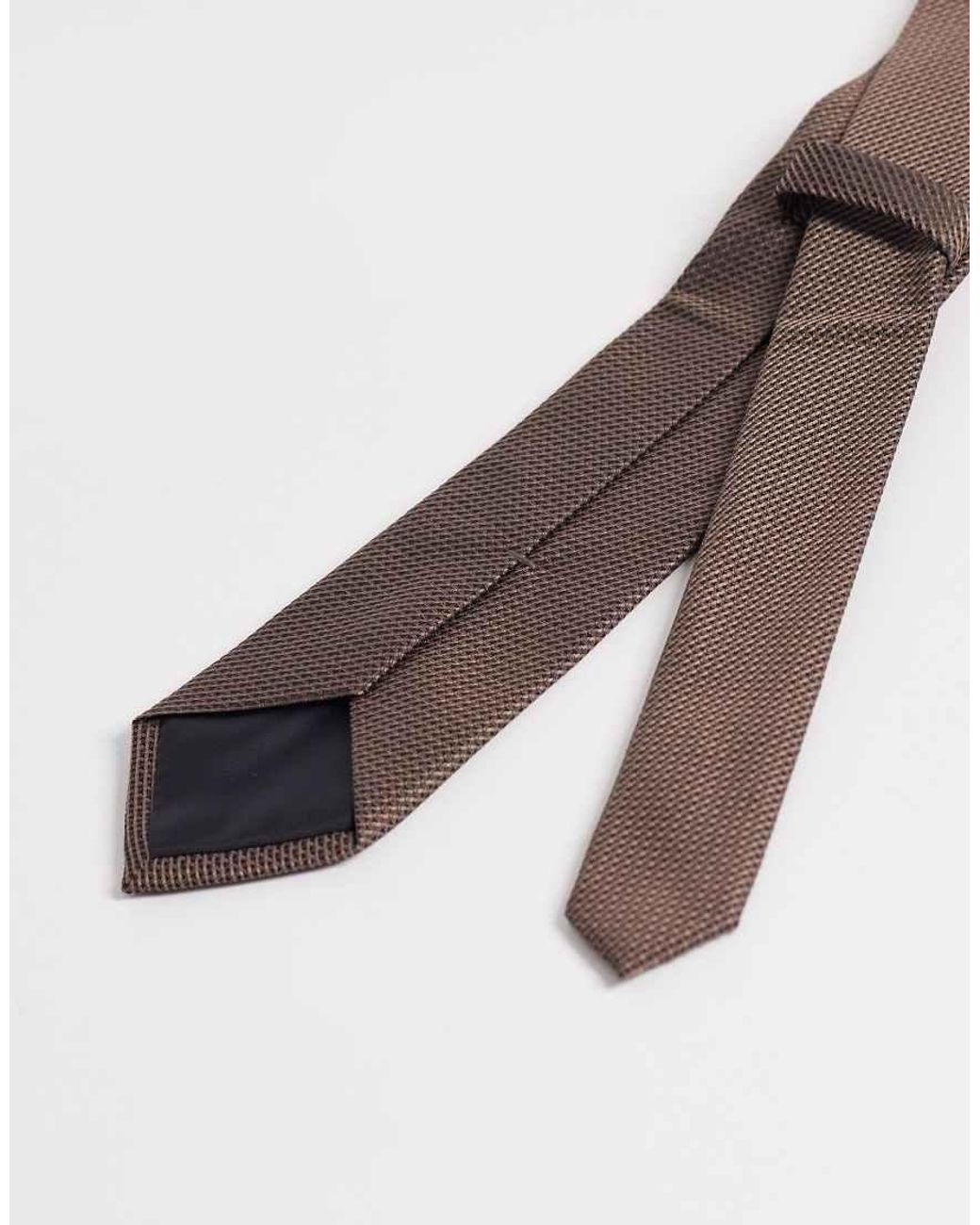 ASOS Brown Textured Tie And Pocket Square for men