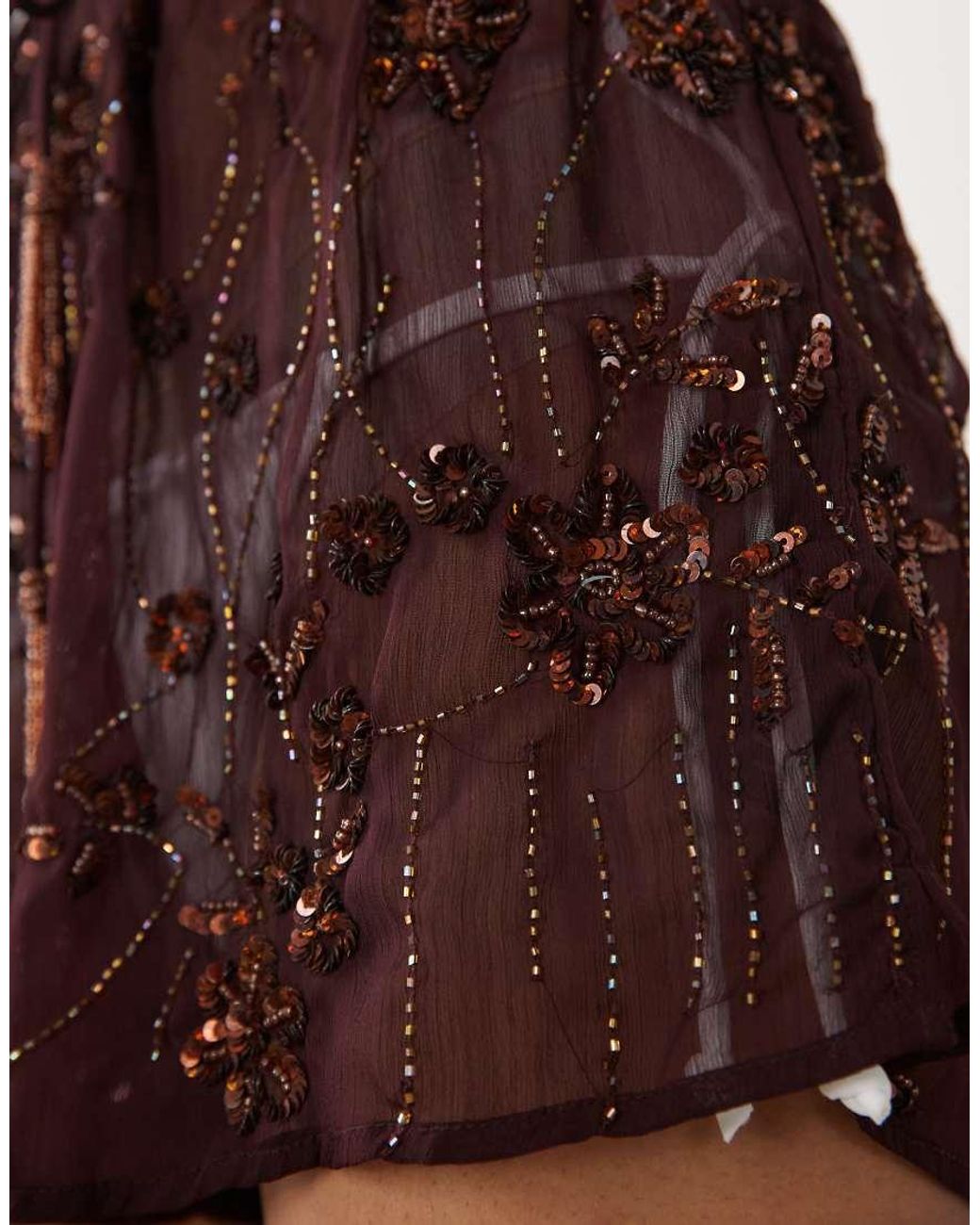 Miss Selfridge Brown Beach Premium Embellished Shorts