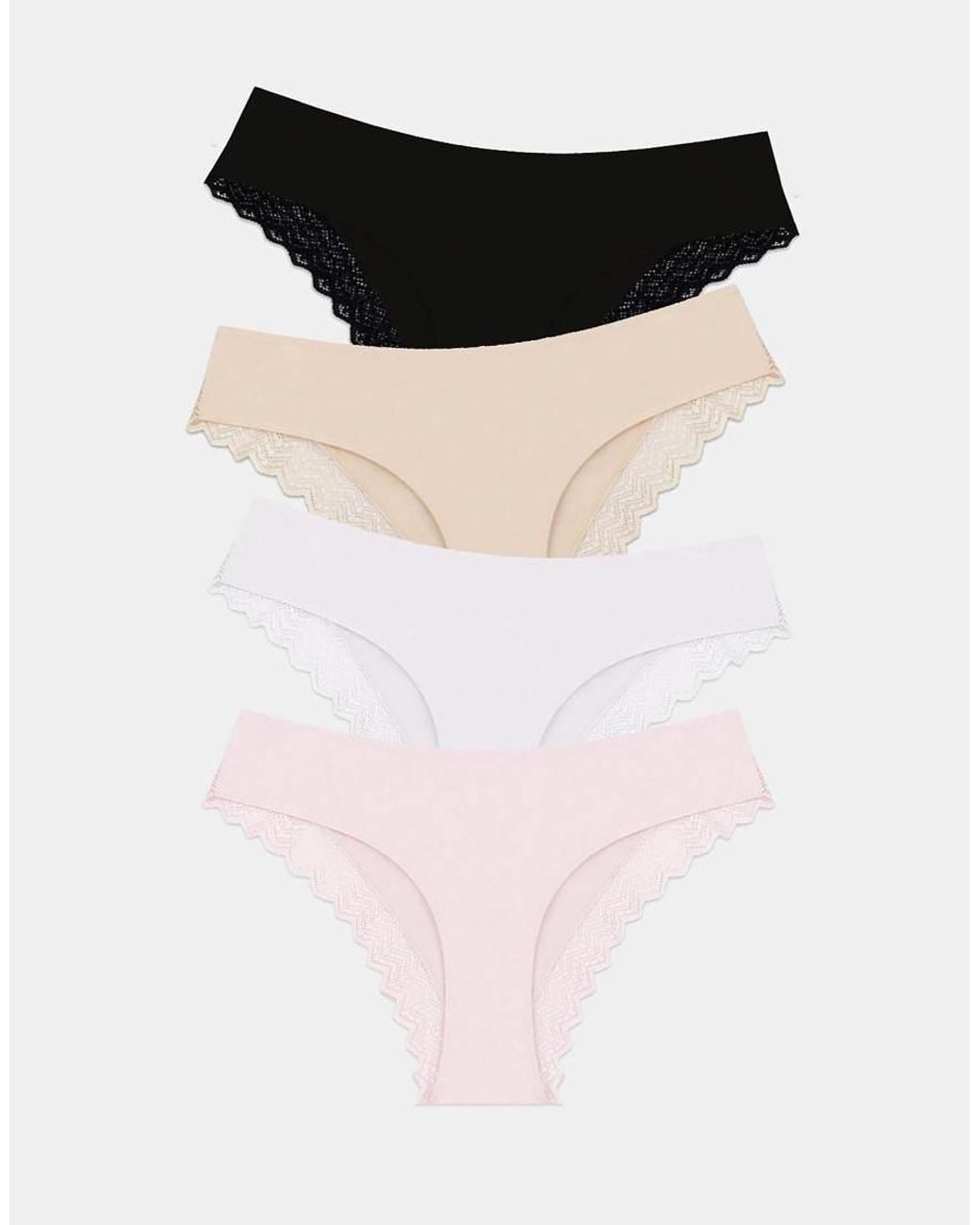 Stripe & Stare Black Zigzag Lace Brazilian Knicker Four Pack