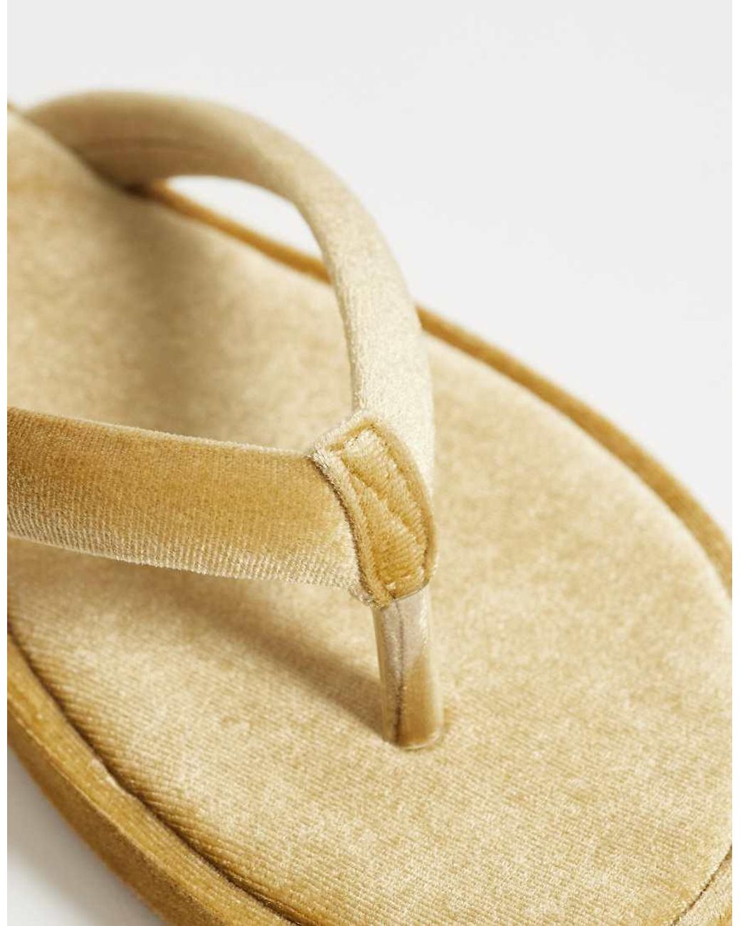 Glamorous Natural Velvet Flip Flops