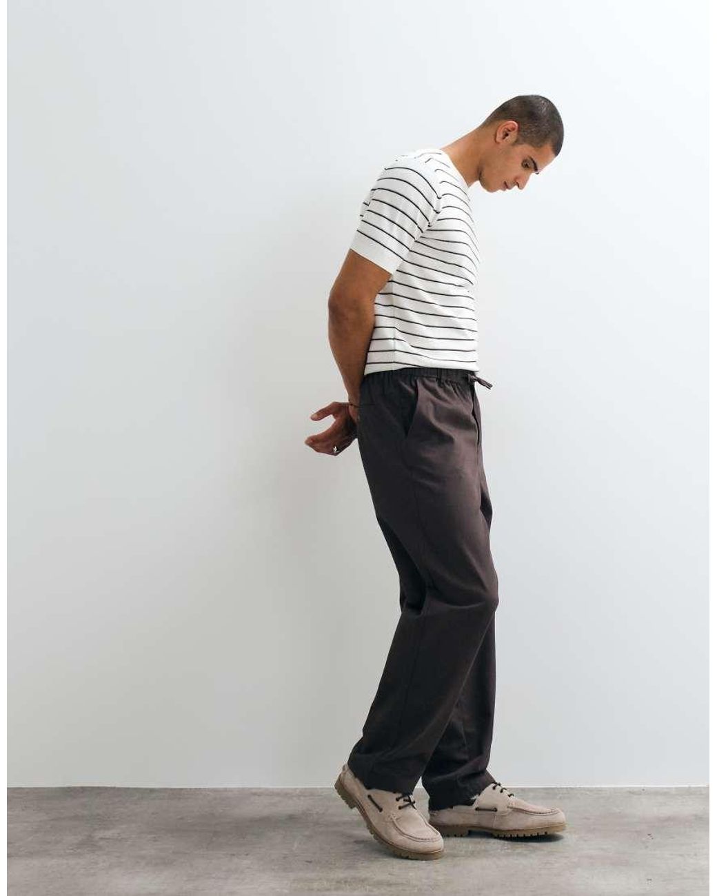 Mango White Striped T-shirt for men
