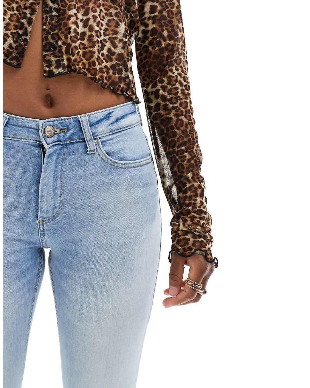 ONLY Blue Blush Skinny Jeans With Frayed Hem