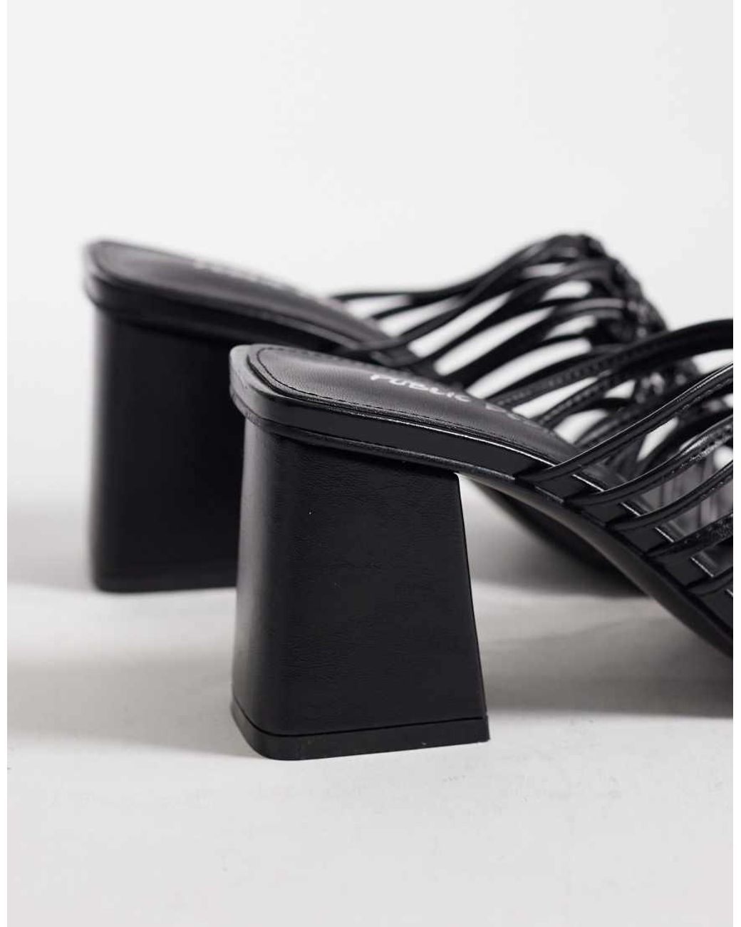 Public Desire White Woven Block Heeled Sandals