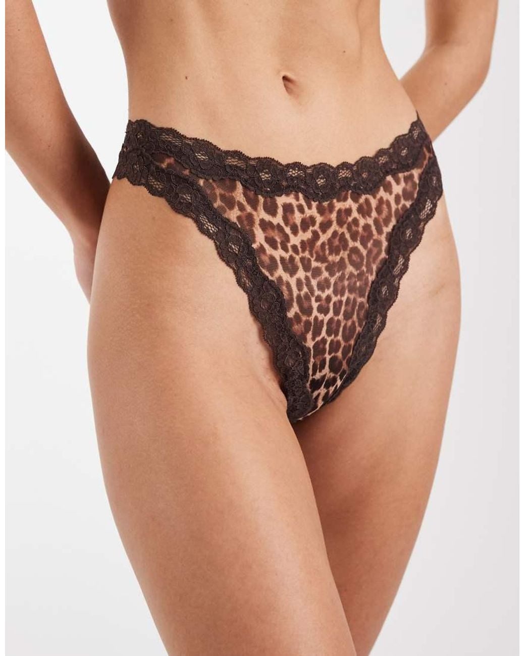Lindex Pink Lace Trim Mesh Thong