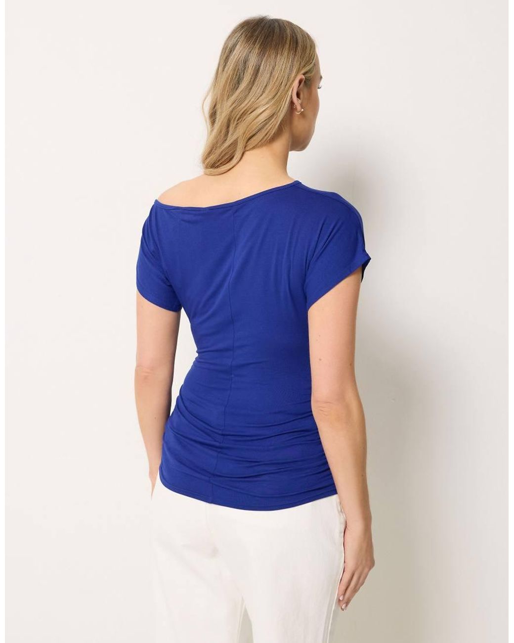 Long Tall Sally Blue Off Shoulder Ruched Top