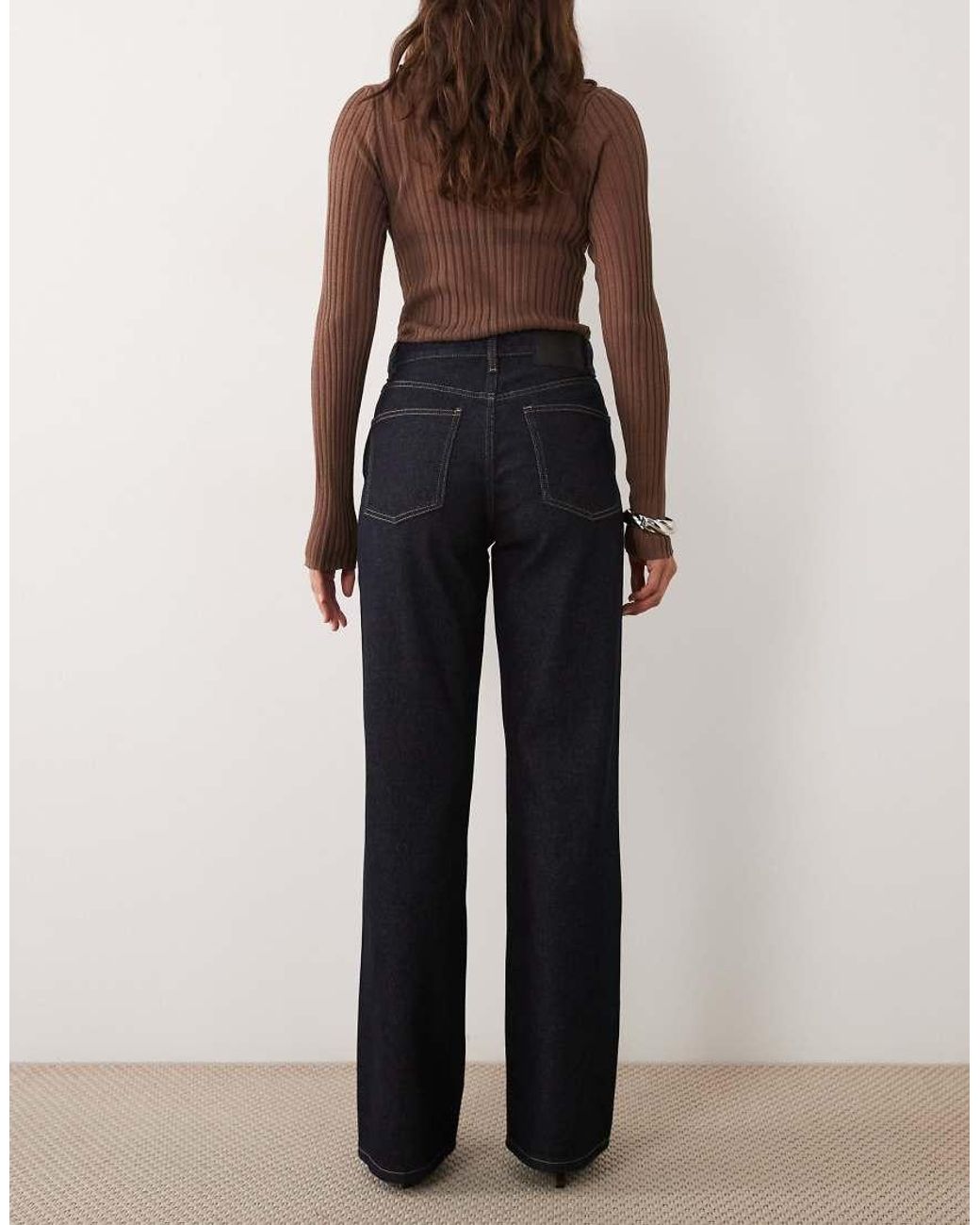 Gina Tricot Blue High Waist Wide Leg Rhinestone Jeans