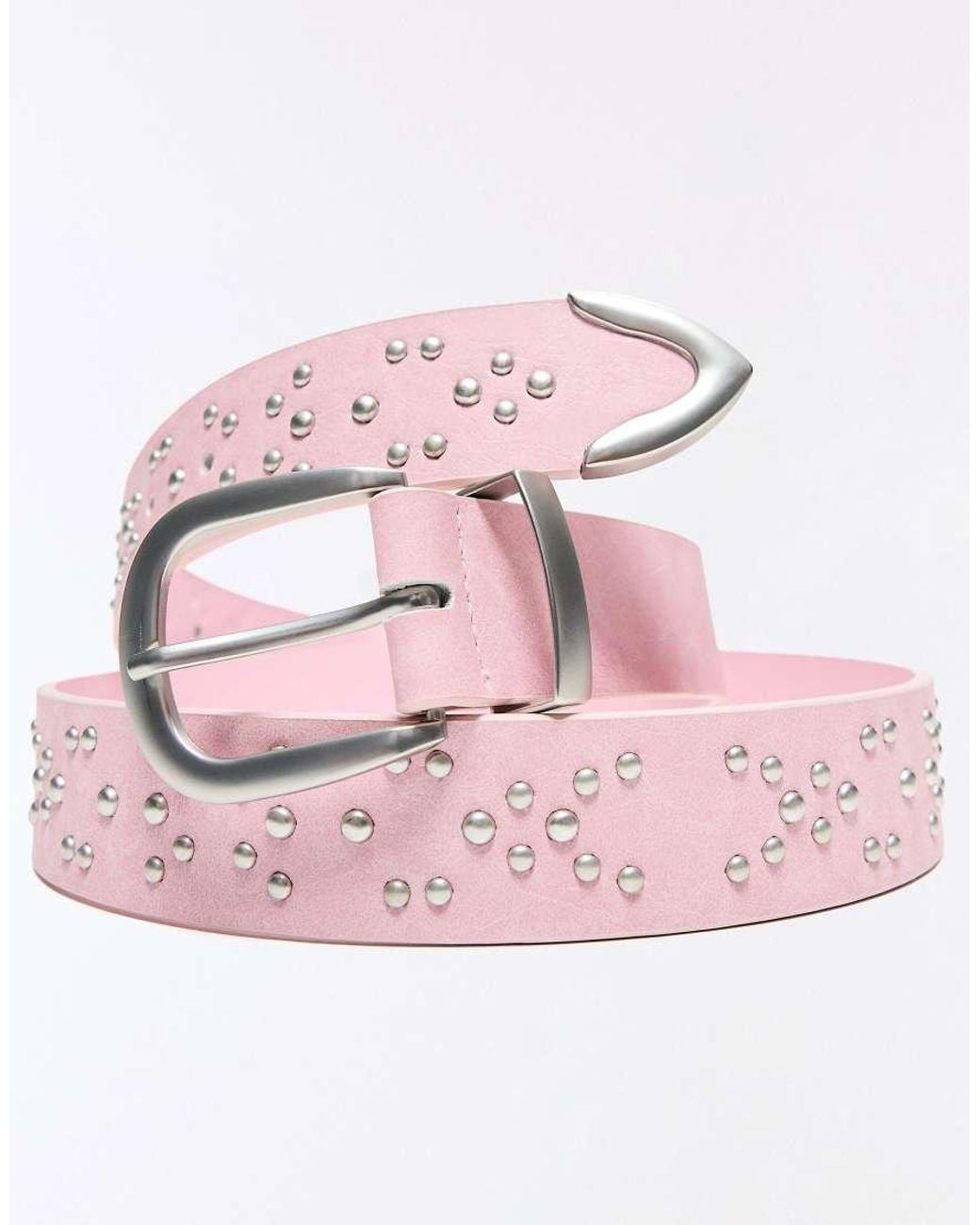 Bershka Pink Studded Cowboy Belt for men