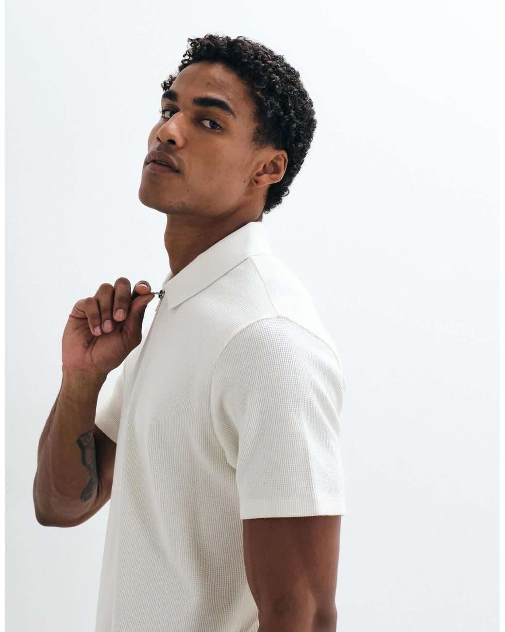 ASOS White Zip Polo for men