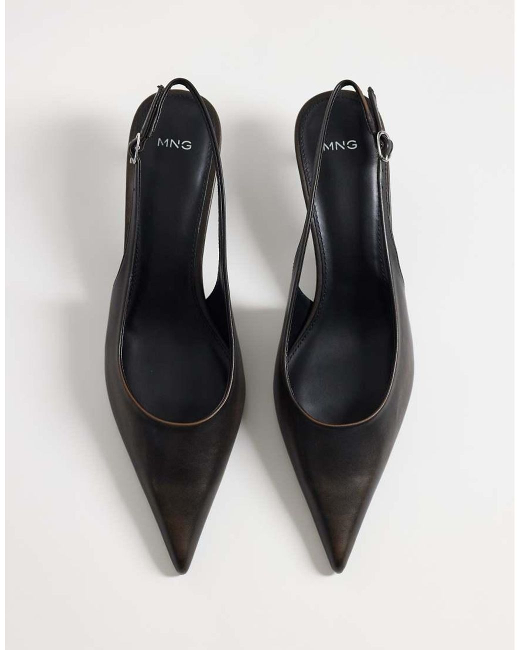 Mango White Heeled Slingback Pumps