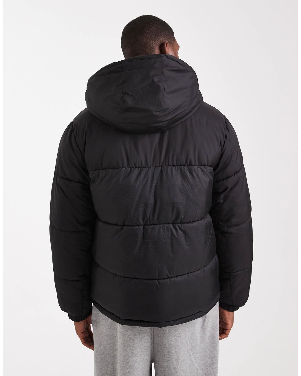 Jack & Jones Black Hooded Puffer Jacket for men