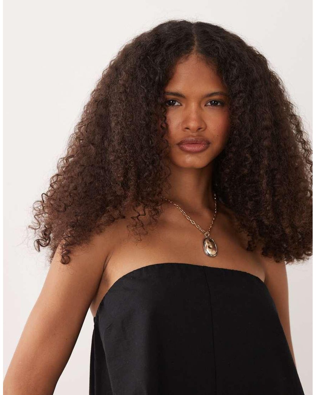 ASOS Black Cotton Linen Bandeau Mini Sundress