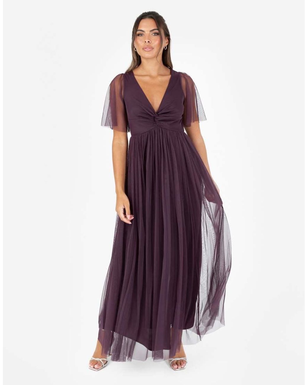 ANAYA Purple Twist Detail Maxi Dress