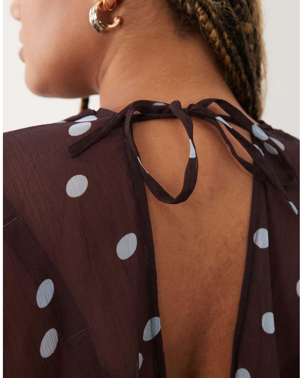 ASOS Brown Asos Design Curve High Neck Drape Front Extreme Cape Sleeve Mini Dress