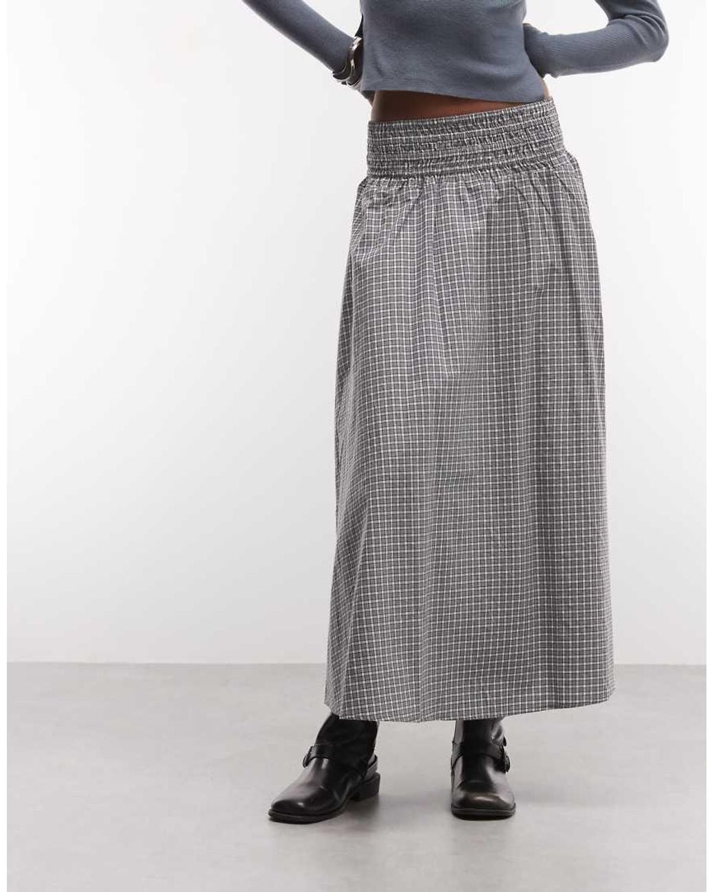 Collusion Gray Elasticated Waist Maxi Skirt