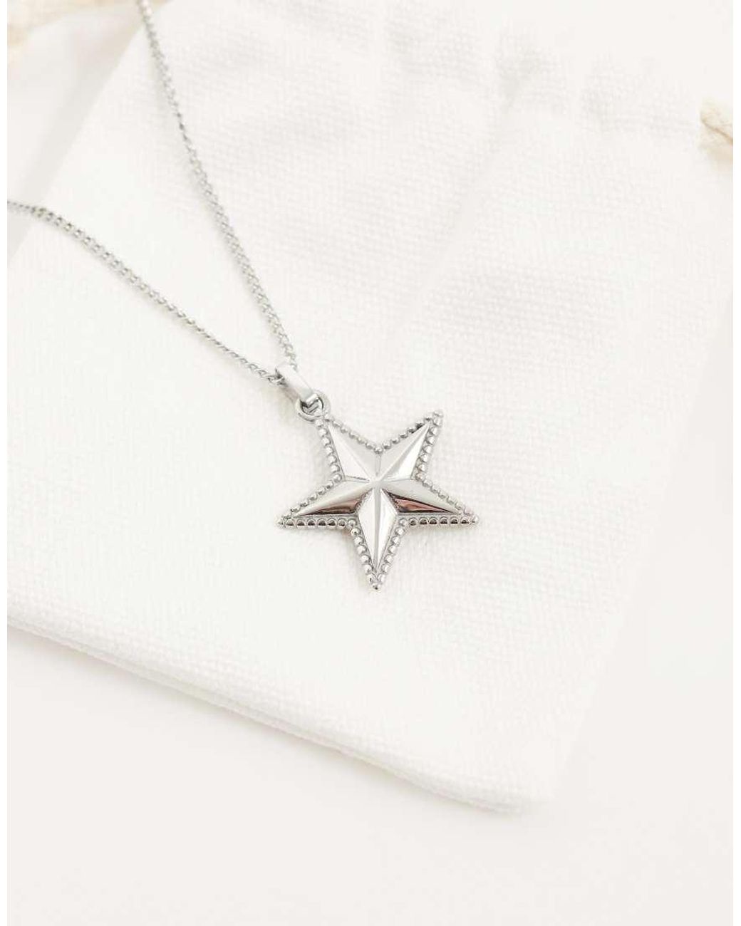 ASOS White Waterproof Stainless Steel Star Pendant Necklace for men