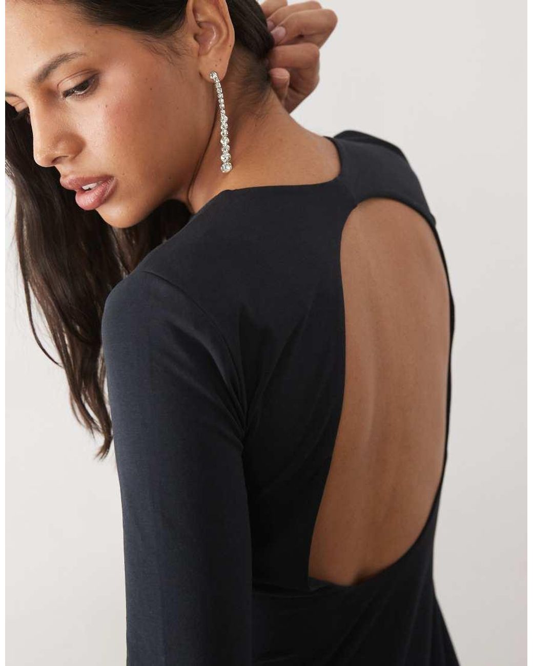 Abercrombie & Fitch Black Long Sleeve Low Cowl Back Mini Dress