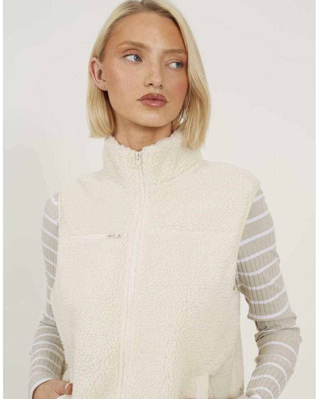 Brave Soul Natural Zip Through Fleece Gilet