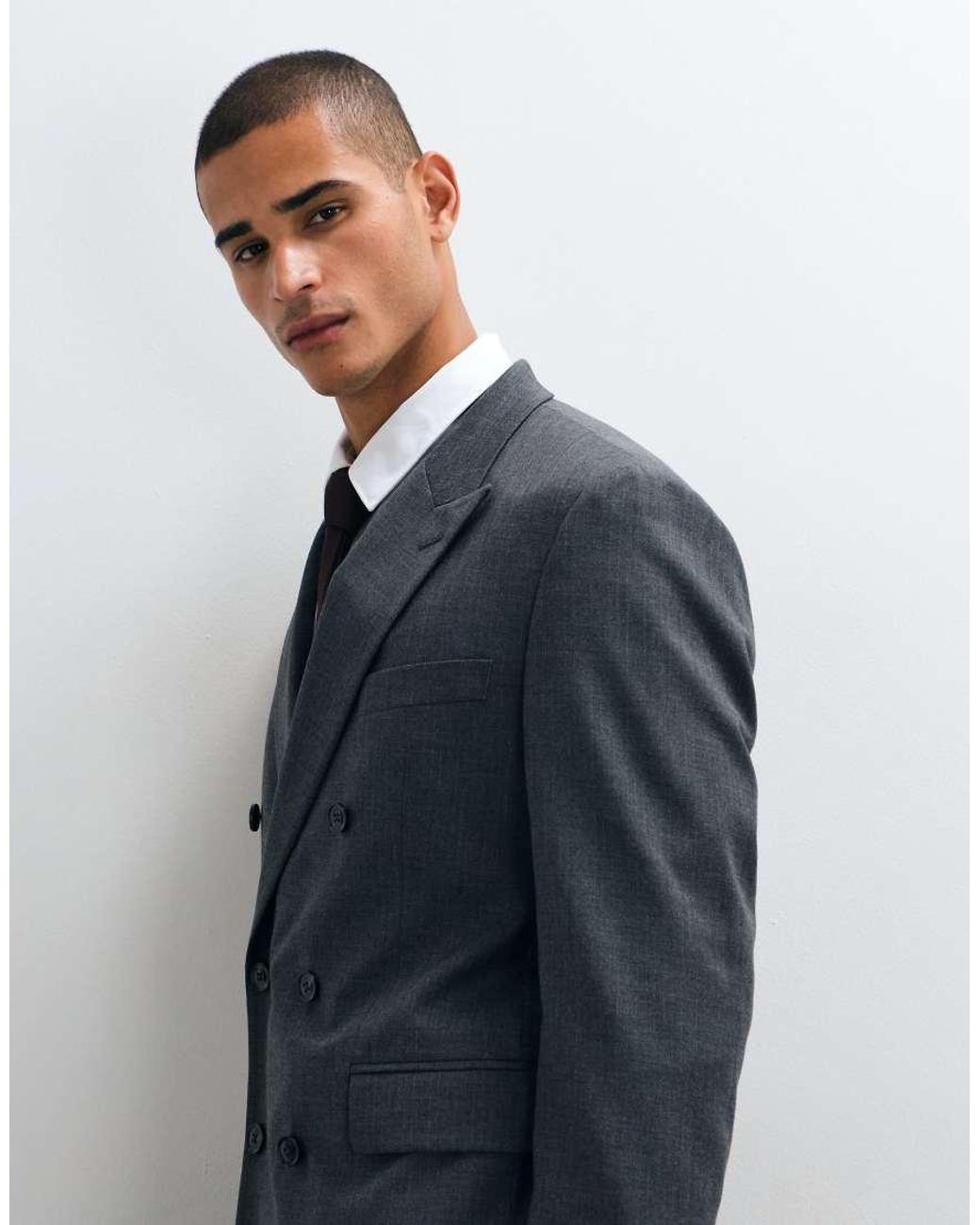 Mango Gray Double Breasted Suit Blazer Co-ord for men