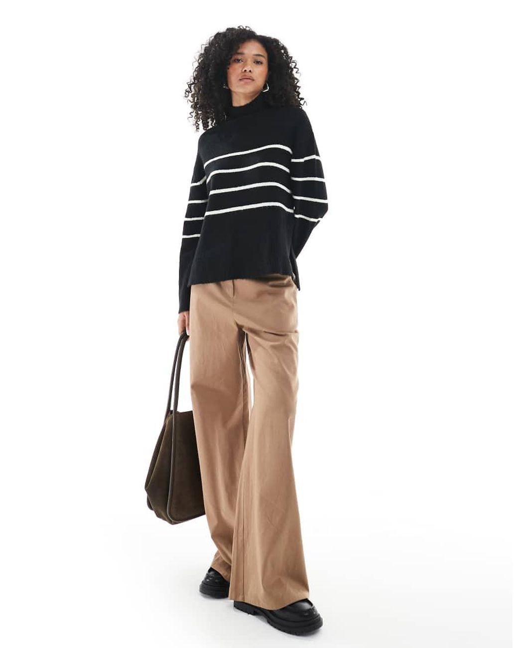 Brave Soul Black High Neck Loose Fit Jumper