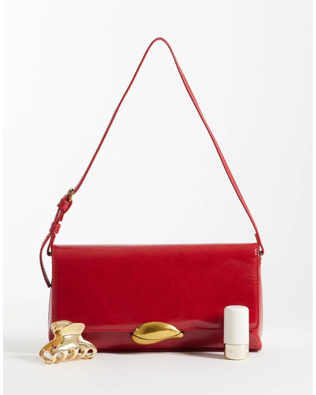 ASOS Red Shoulder Bag With Gold Hardware