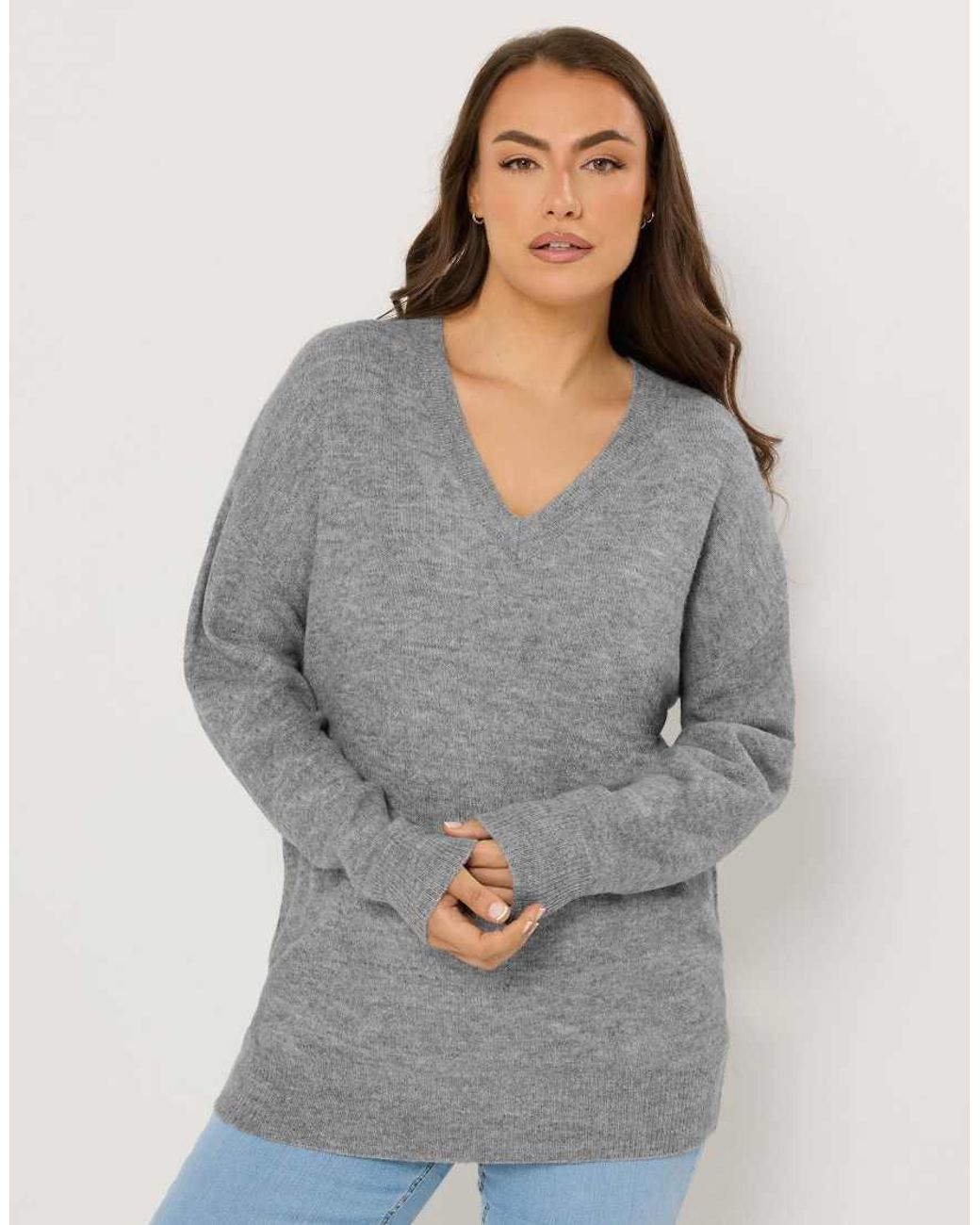 Yours Clothing Gray Soft Touch Knitted Jumper