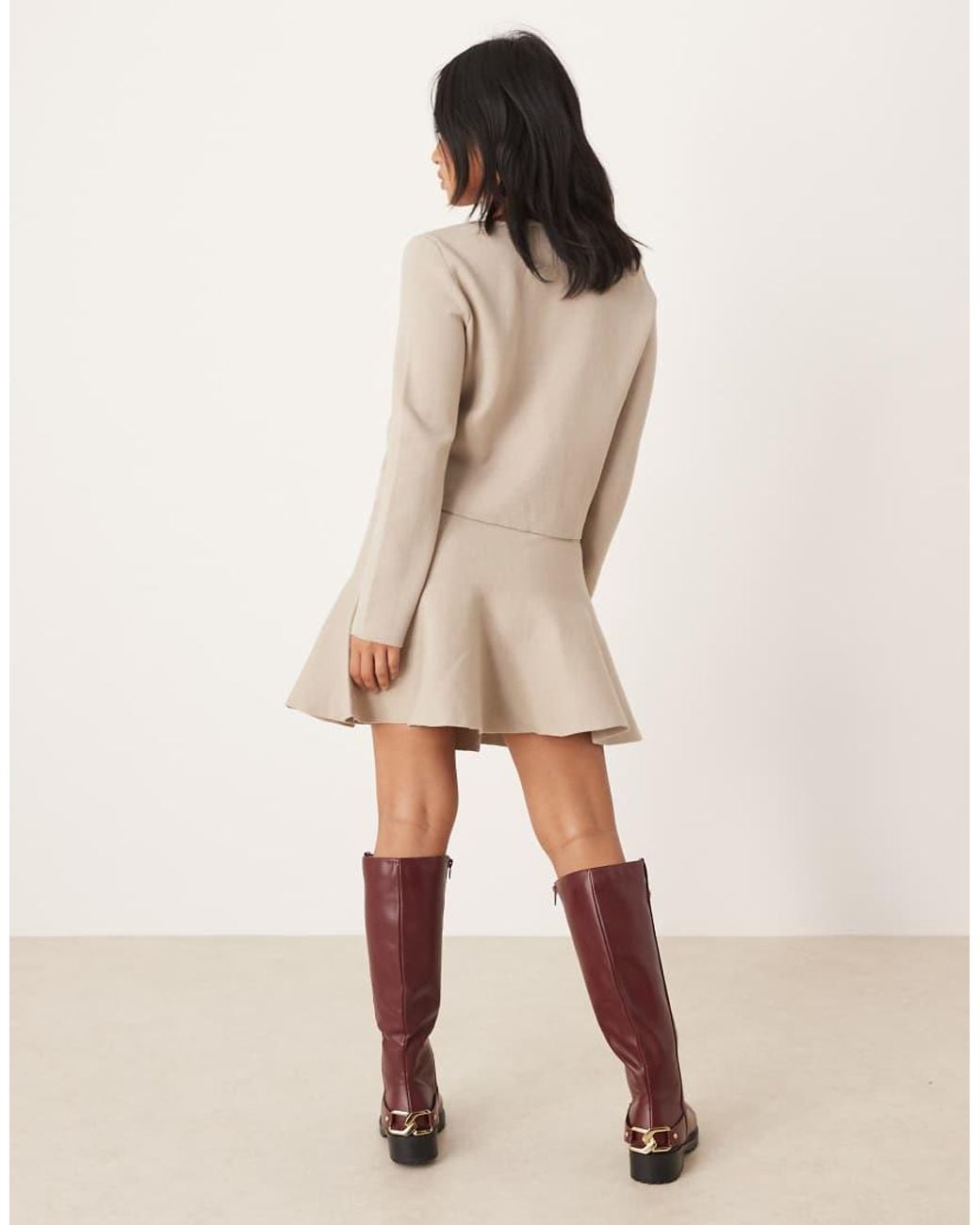 Vila Natural Structured Knit Mini Skirt Co-Ord