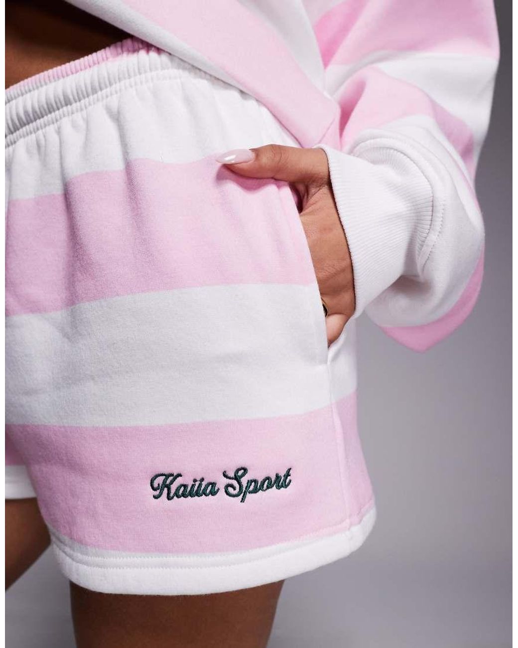 Kaiia Purple Cotton Rich Embroidered Logo Sweat Shorts Co-ord
