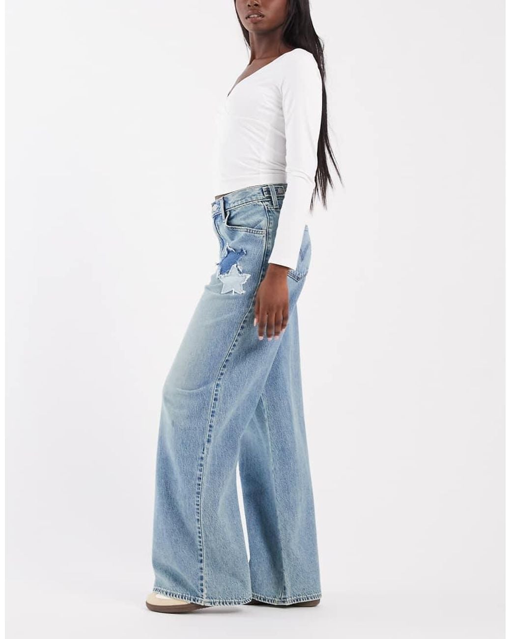 Levi's Blue Cinch Baggy Patchwork Denim Jeans
