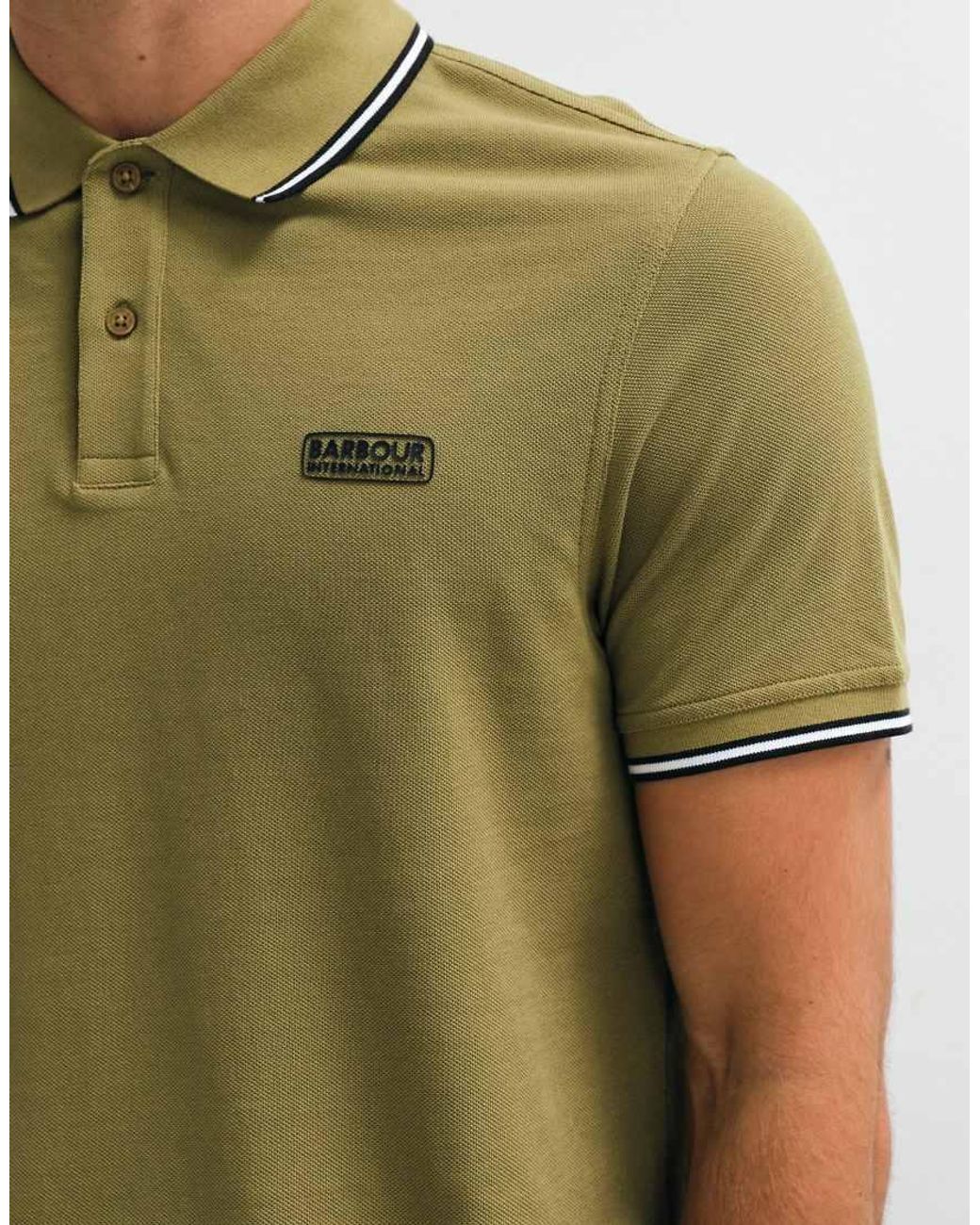 Barbour Green Evan Short Sleeve Tipped Polo Shirt for men