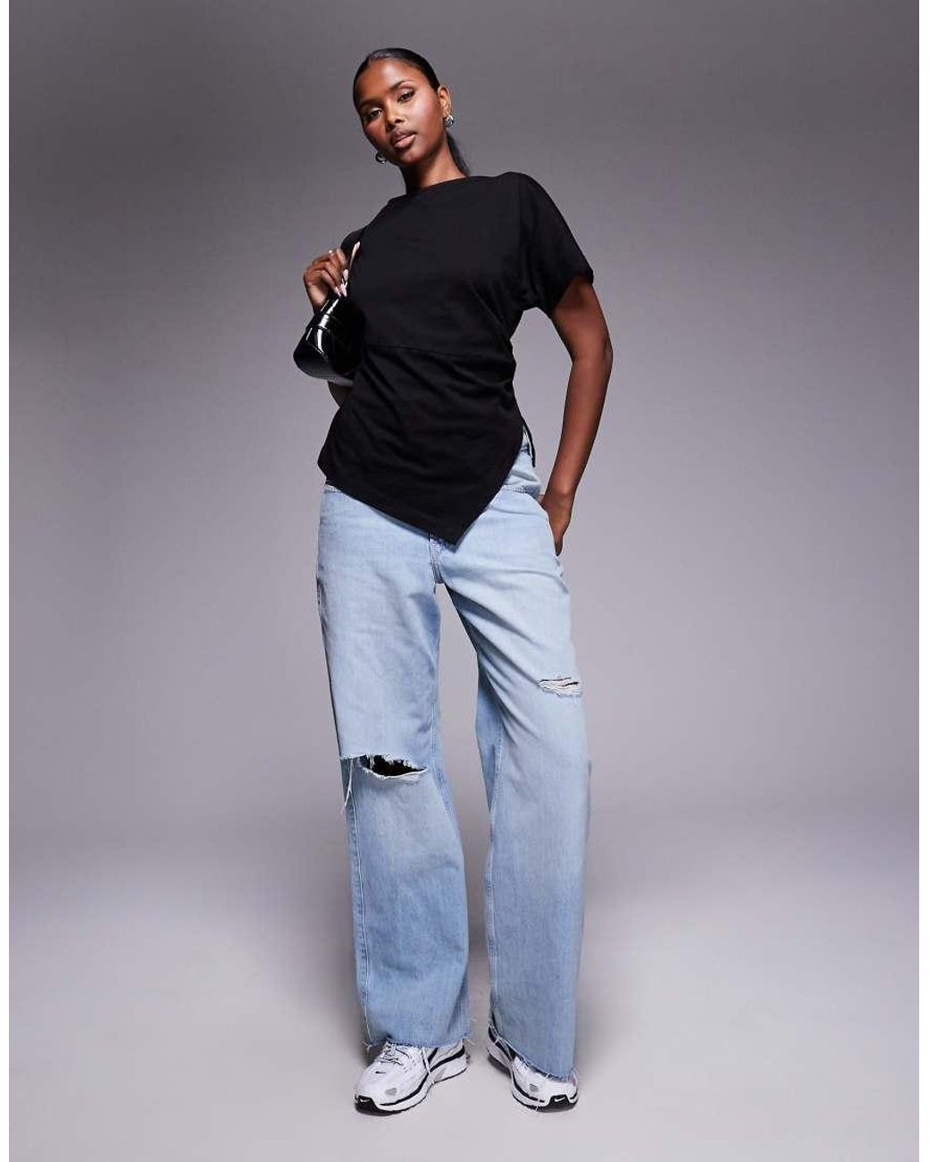 River Island Blue Drape Side T-shirt