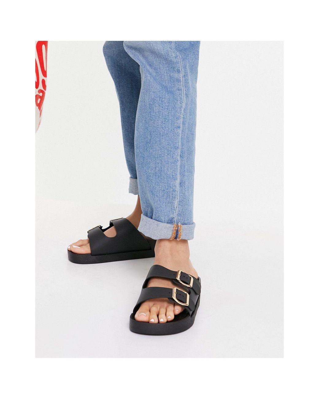 Double buckle footbed sandals sale