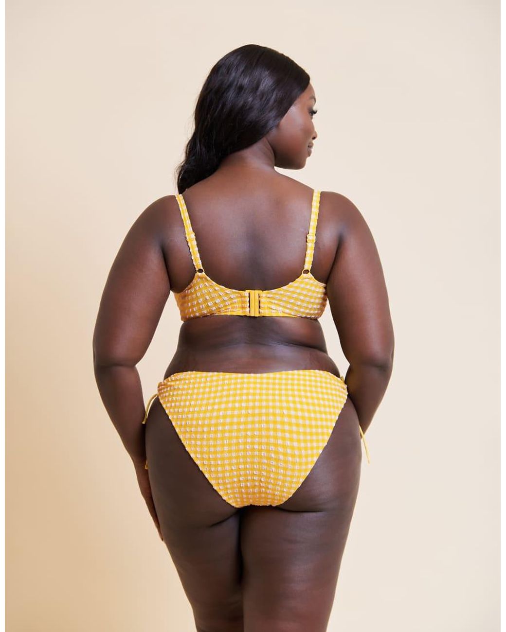 Curvy Kate Yellow Holiday Gingham Tie-Side Bikini Brief