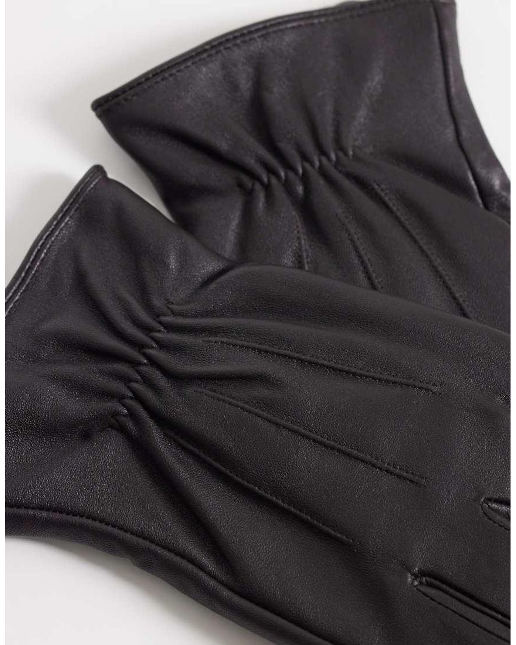Mango Leren Handschoenen in het Black voor heren