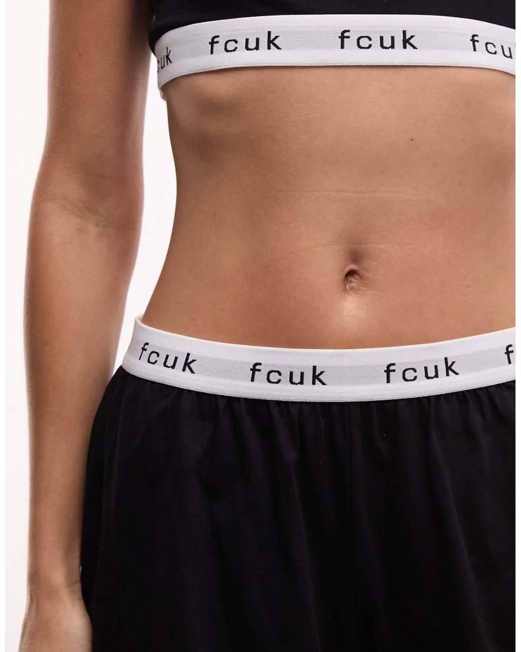 French Connection Black Fcuk Waist Band Logo Pyjama Set On
