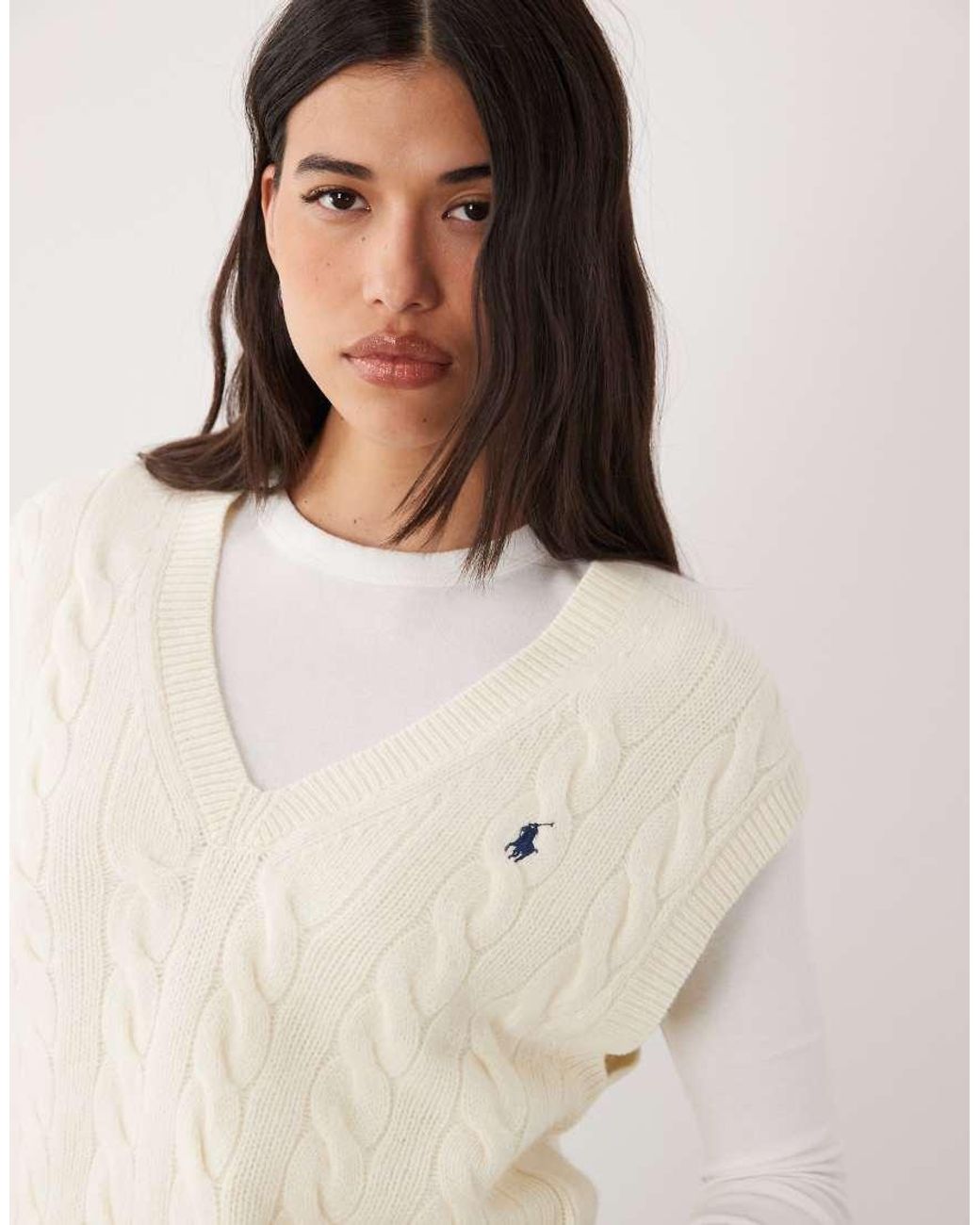 Polo Ralph Lauren Natural Cotton Cable Knit Sleeveless Jumper
