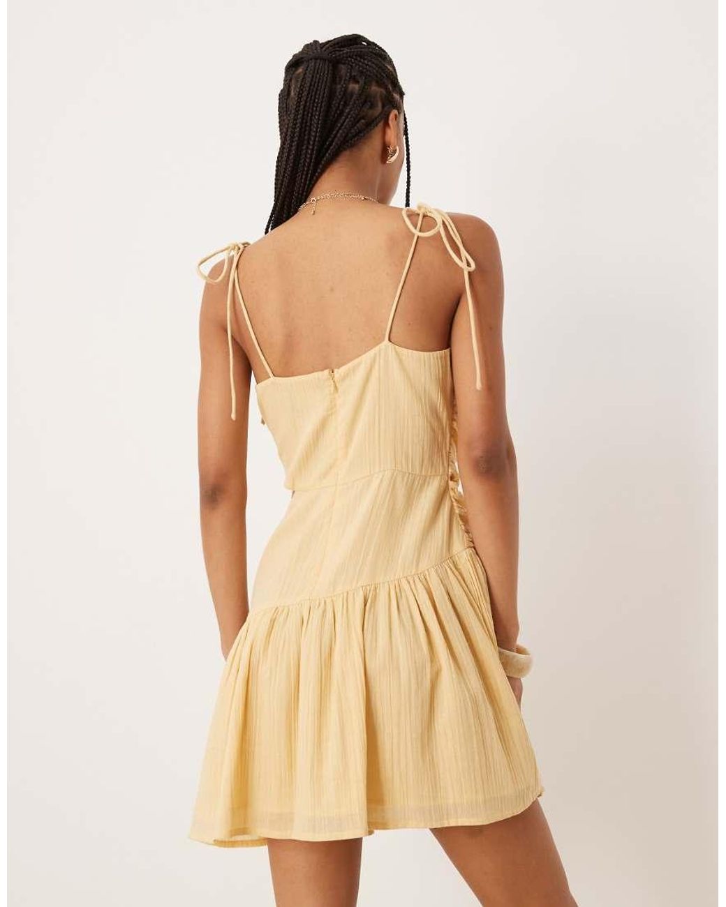 ASOS Natural Crinkle Cami Mini Dress With Tie Straps