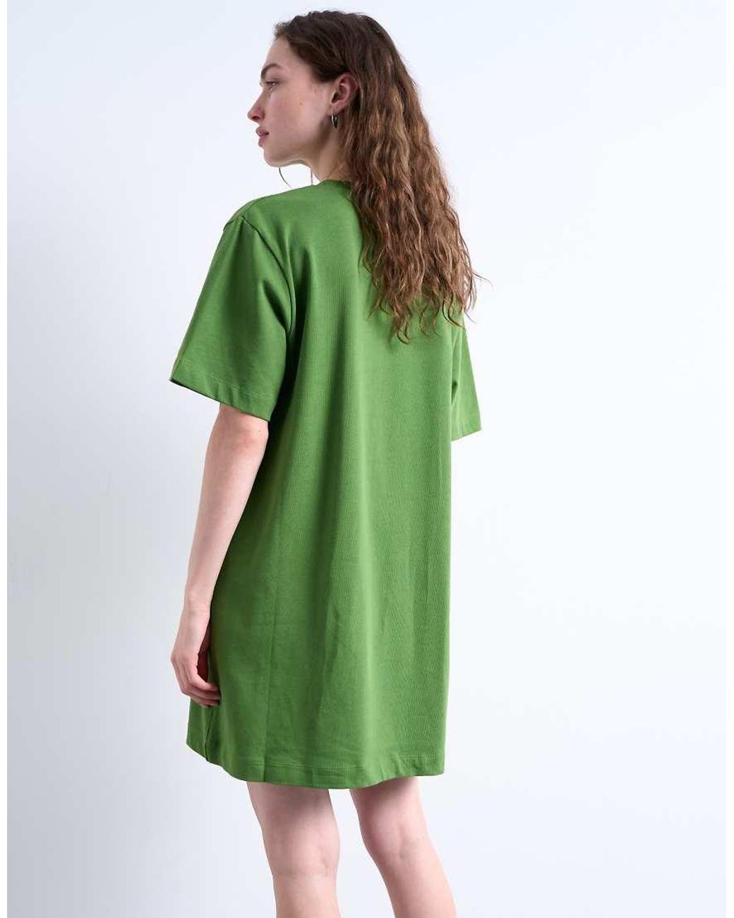 TOPSHOP Green Oversized Premium Short Sleeve T-shirt Dress