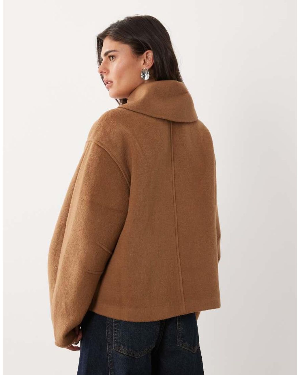 Nobody's Child Brown Wool Blend Wool Tie Scarf Detail Drop Shoulder Jacket