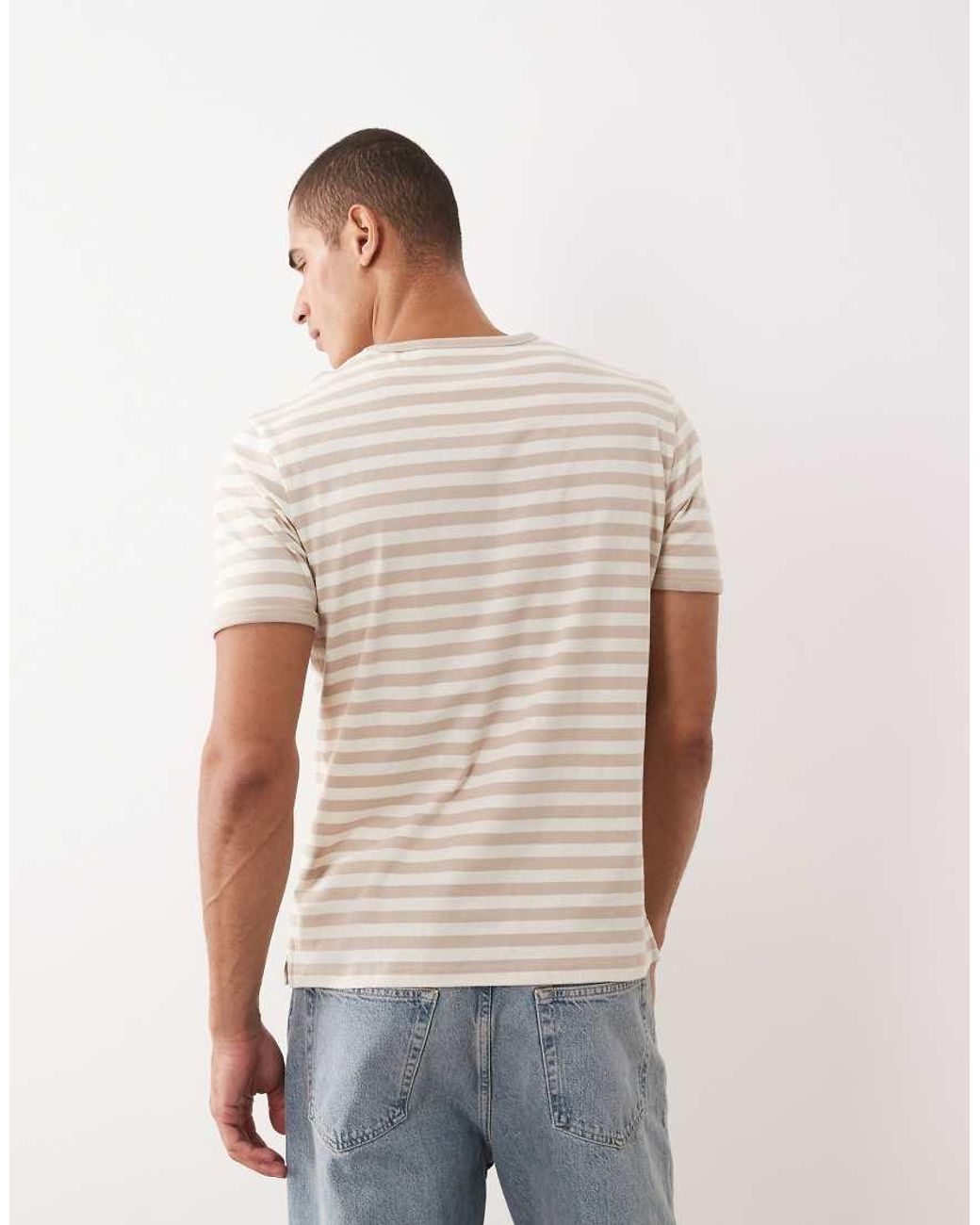 Threadbare Natural Crew Neck Ringer T-Shirt for men
