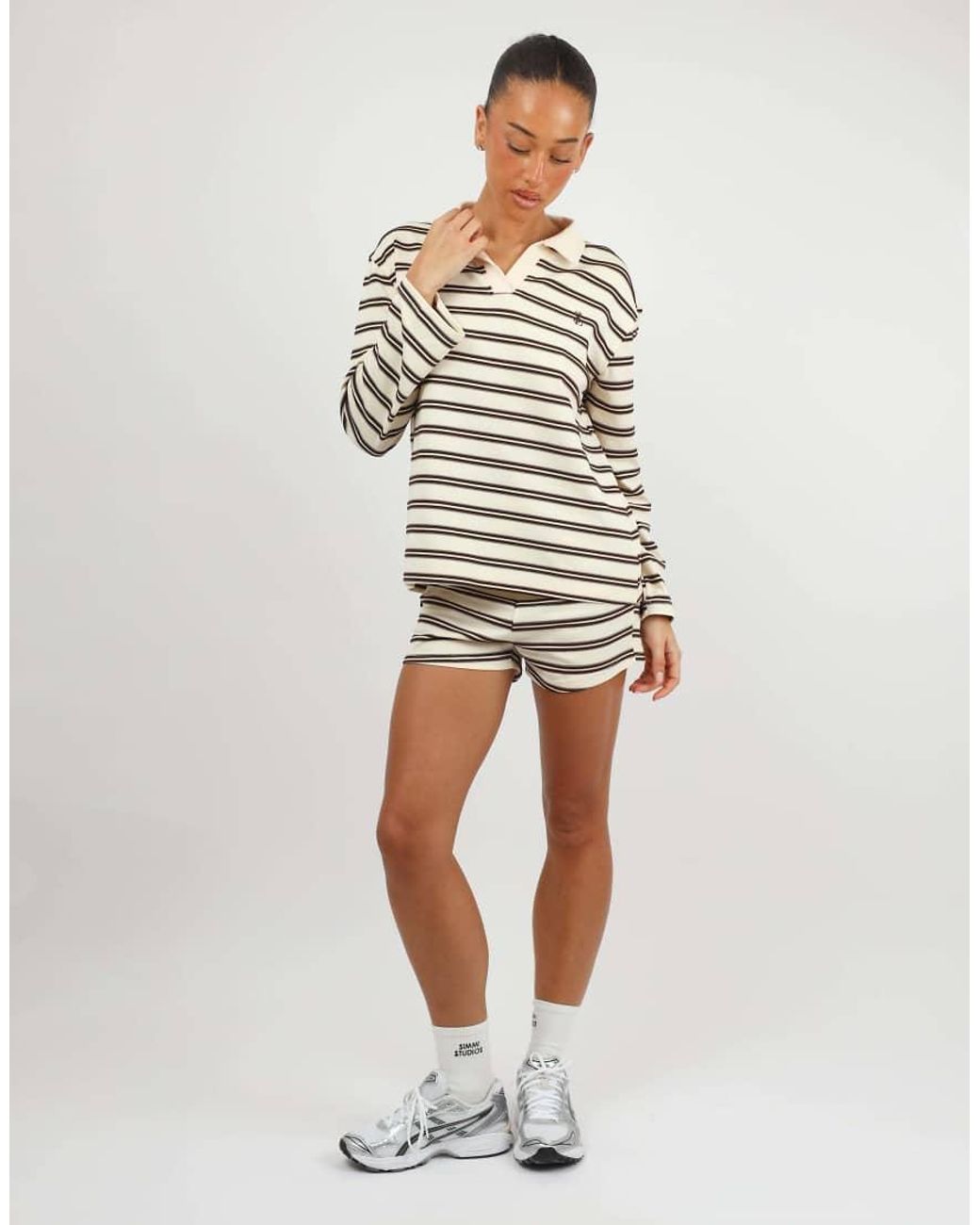 SIMMI White Melissa Thin Stripe Mini Shorts