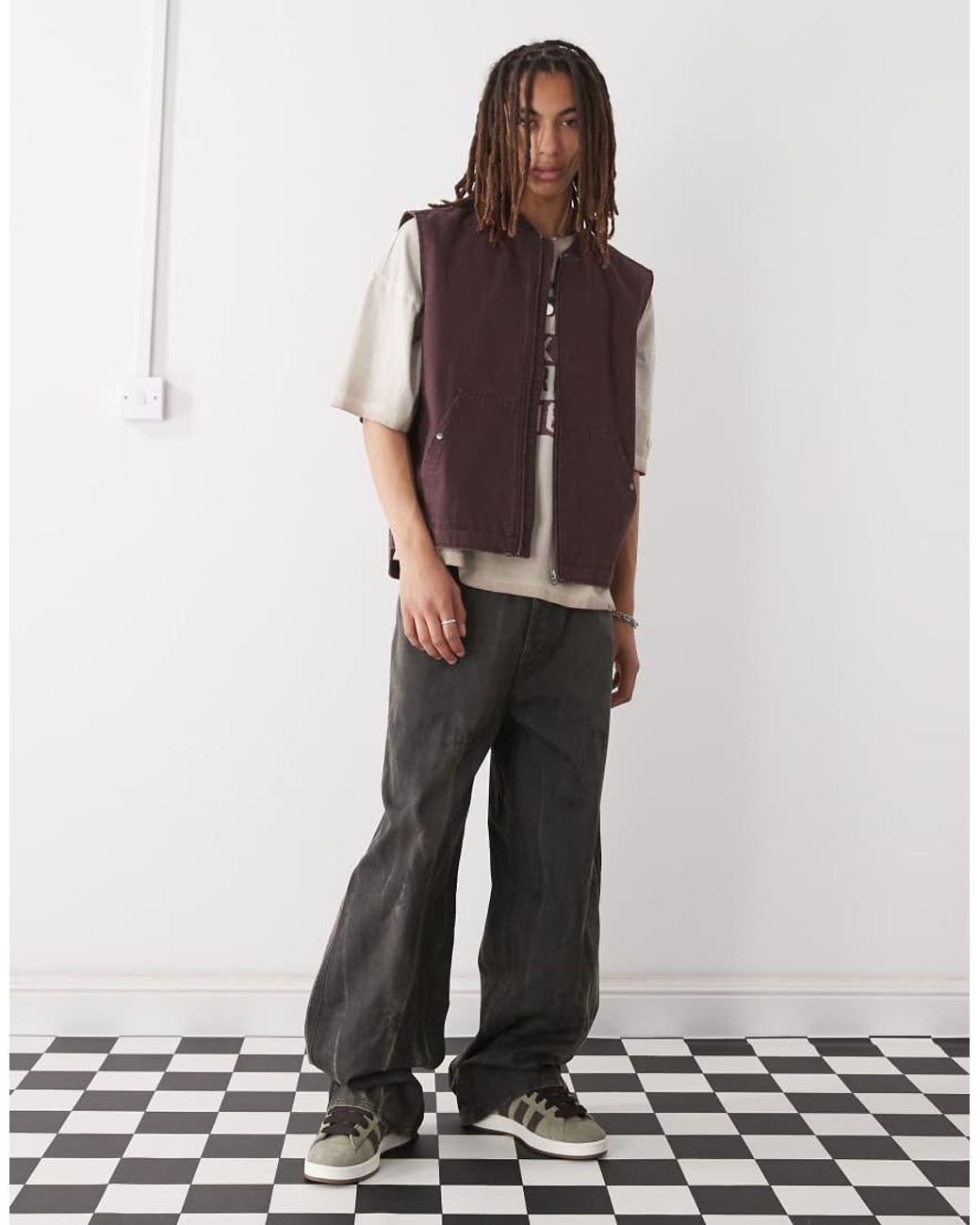 Champion Brown Full Zip Woven Gilet for men