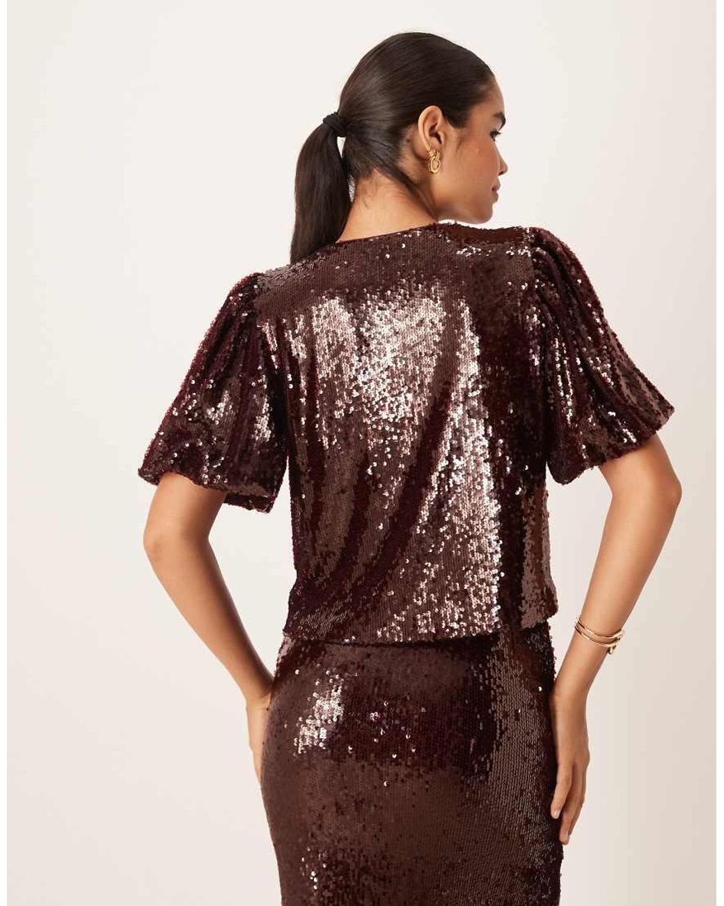 Y.A.S Brown Premium Sequin Top Co-ord