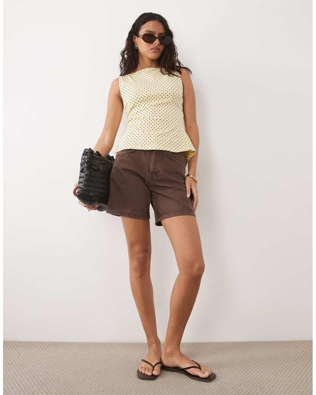 ASOS Brown Slash Neck Tie Back Tank Top