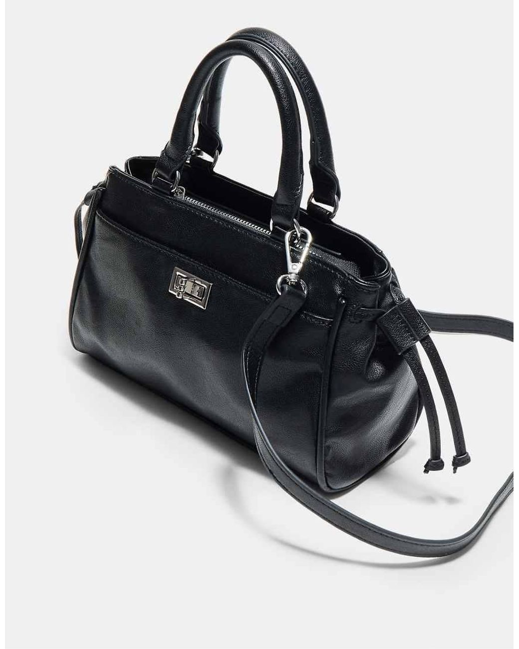 Stradivarius Black Mini Flap City Bag