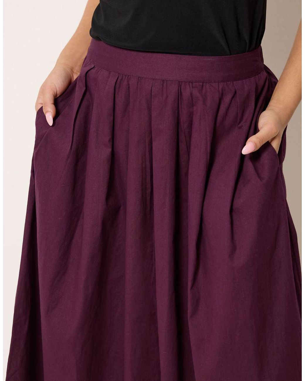 PixieGirl Purple Petite Poplin Cotton Maxi Skirt