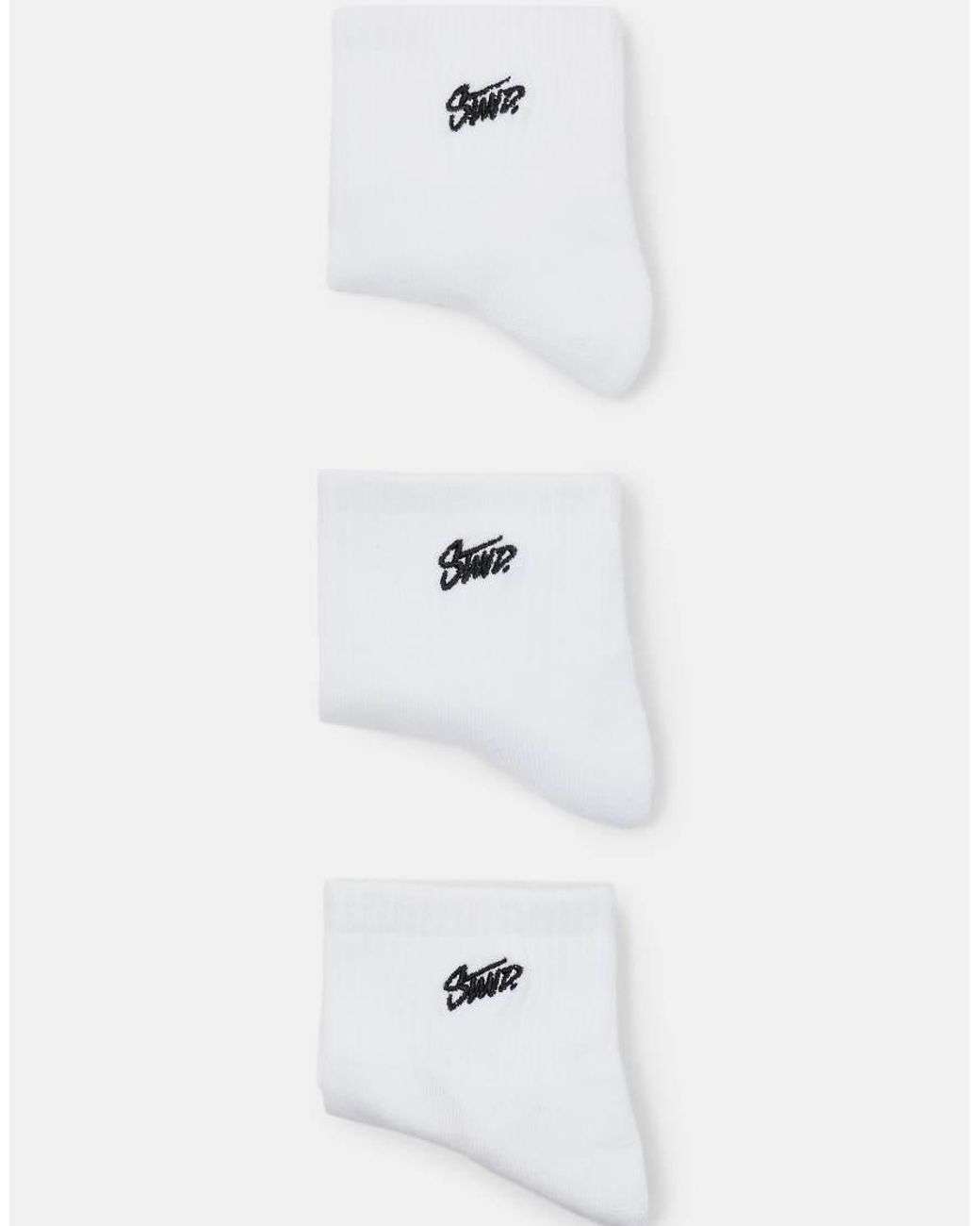 Pull&Bear White Pack Of 3 Pairs Of Stwd Socks for men