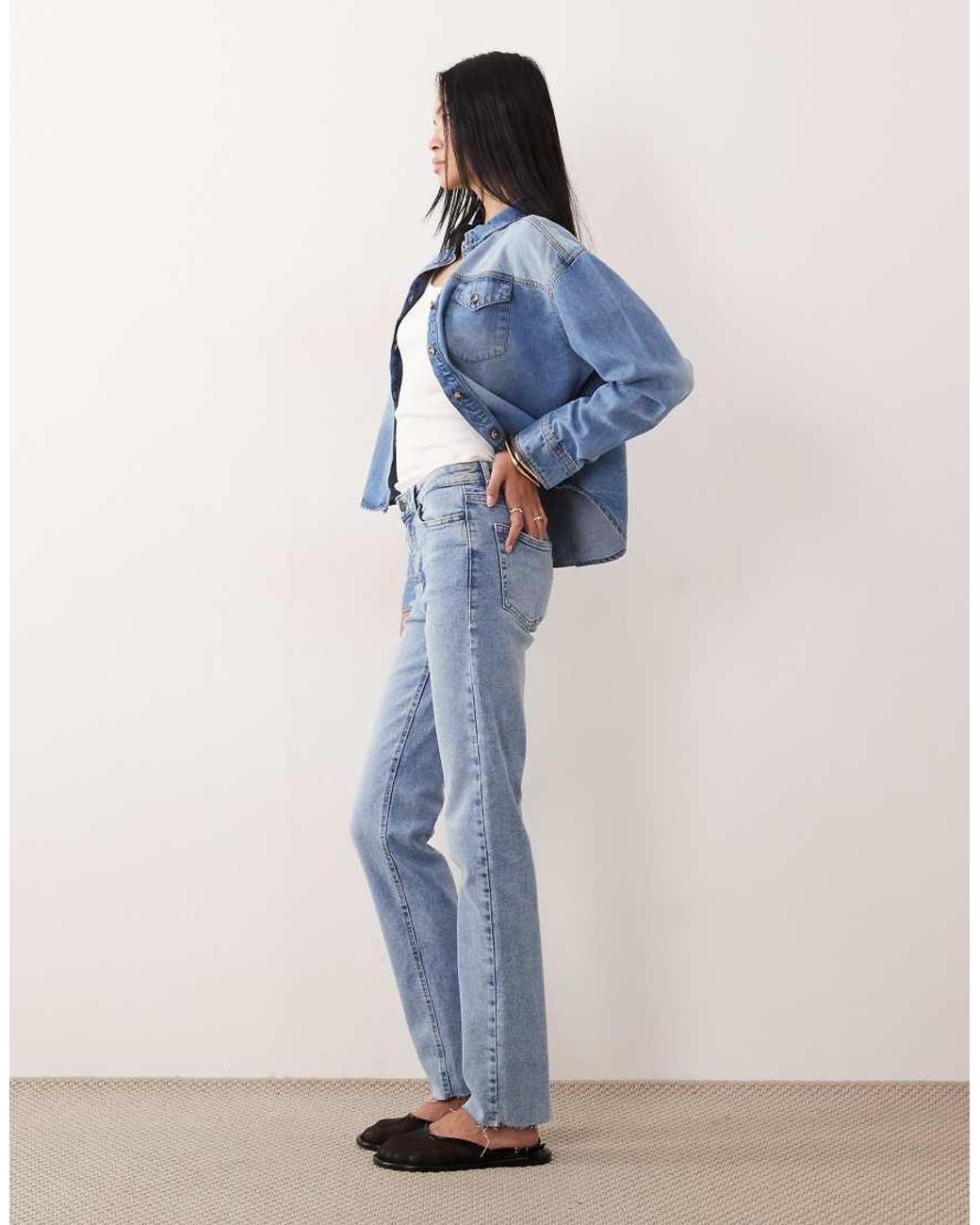 JDY Tall Blue Lullu High Waist Straight Leg Jeans