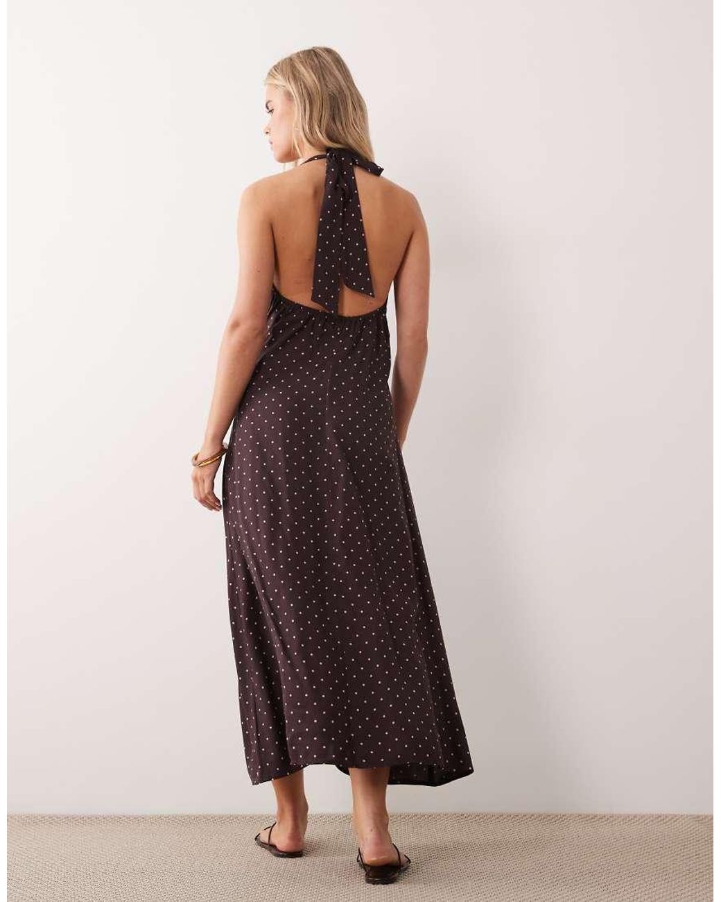 Miss Selfridge Brown Spun Halter Maxi Dress