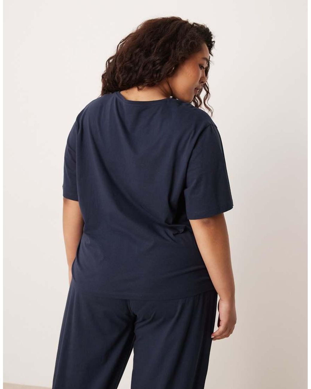 ASOS Blue Asos Design Curve Mix & Match Cotton Oversized Pyjama Tee