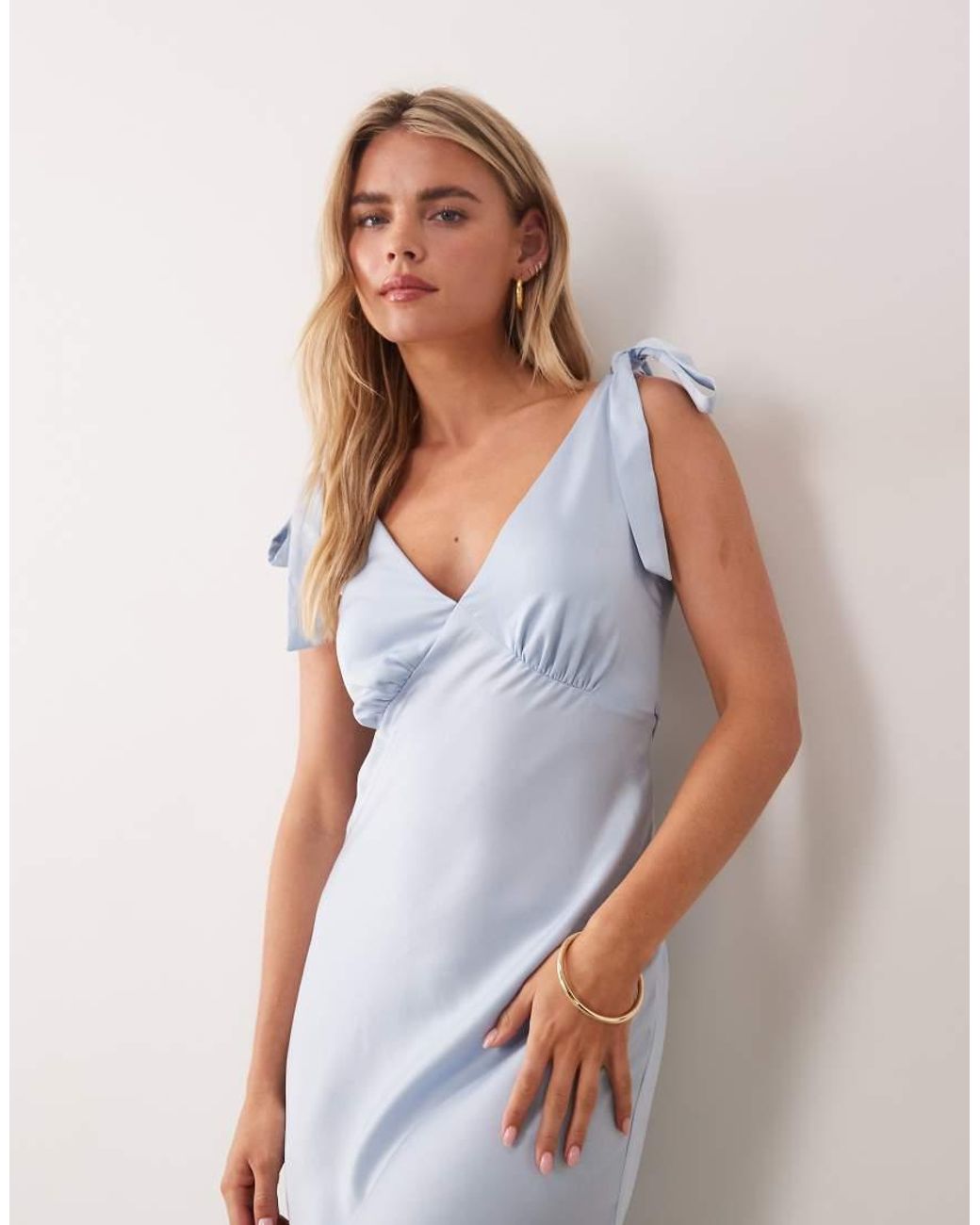 New Look White Tie Shoulder Satin Midi Dress